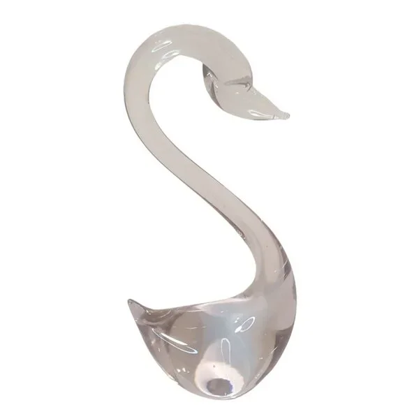 Vintage Art Glass Swan Clear Crystal Bird Figurine Figure Sculpture 8" - Picture 2 of 10